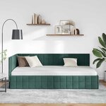 vidaXL Cadre de lit d'angle Vert foncé 90 x 200 cm Velours