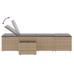 vidaXL Chaises longues 2 pièces avec table en résine tressée beige