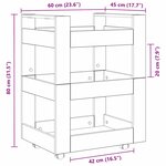 vidaXL Chariot de cuisine Bois ancien 60 x 45 x 80 cm