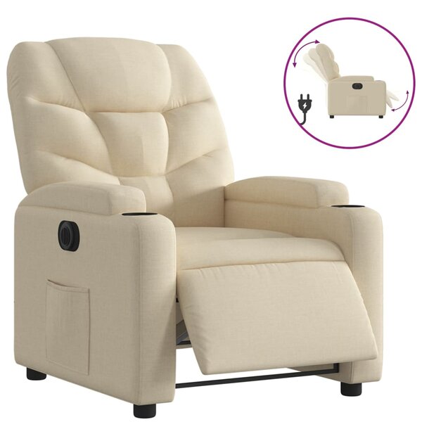 vidaXL Fauteuil inclinable électrique Crème Tissu