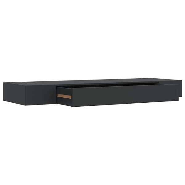 vidaXL Étagère murale flottante avec tiroir Noir 80x25x8 cm