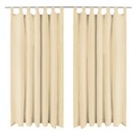 vidaXL Rideau occultant avec boucles 2 Pièces 140 x 175 cm Beige
