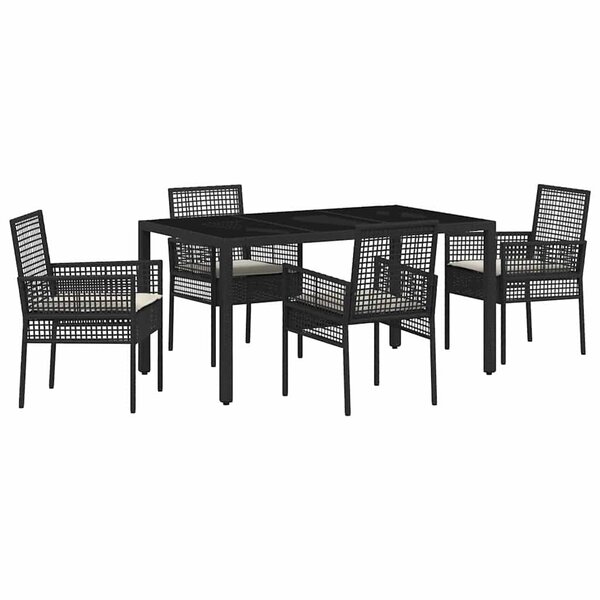vidaXL Ensemble de salle à manger pour jardin 5 Pièces Noir Poly rotin