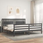 vidaXL Cadre de lit sans matelas gris 200x200 cm bois massif