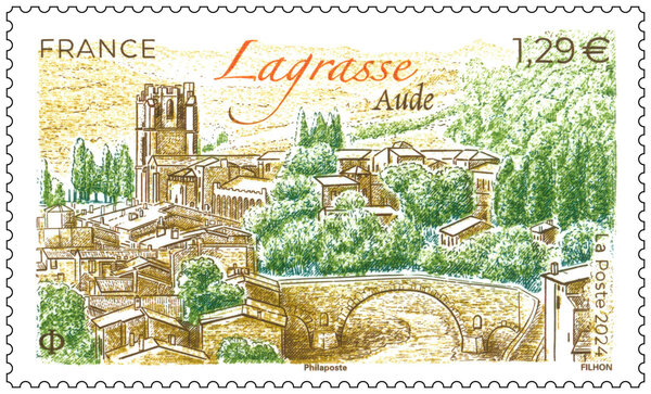 Timbre - Lagrasse - Lettre verte