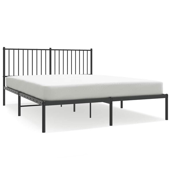 vidaXL Cadre de lit métal sans matelas et tête de lit noir 160x200 cm