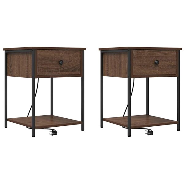 vidaXL Cabinet de chevet 2 Pièces Chêne marron 42 x 41 x 56 cm