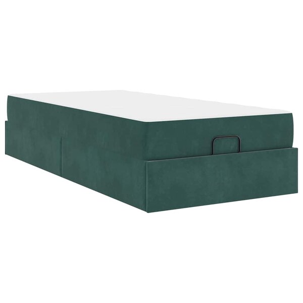 vidaXL Cadre de lit avec matelas Vert foncé 90 x 190 cm Velours