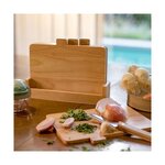 4 planches à découper MES142 - Bois d'hévéa avec languettes 26 x 18 cm - Support de rangement