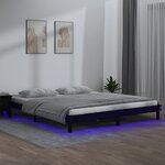 vidaXL Cadre de lit à LED sans matelas noir 200x200 cm bois massif