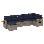 vidaXL Salon de jardin 7 Pièces avec coussins gris résine tressée