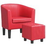 vidaXL Fauteuil avec repose-pied rouge similicuir