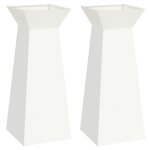 vidaXL Piliers de jardin   2 pièces avec bol blanc  dimensions 40x40x100 cm  en acier.