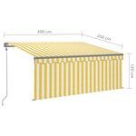 vidaXL Auvent rétractable automatique avec store 3x2 5m Jaune et blanc