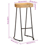 vidaXL Tabourets de bar lot de 2 bois de manguier massif