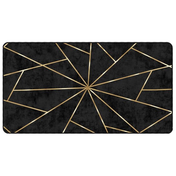 vidaXL Tapis lavable noir et doré 80x150 cm antidérapant