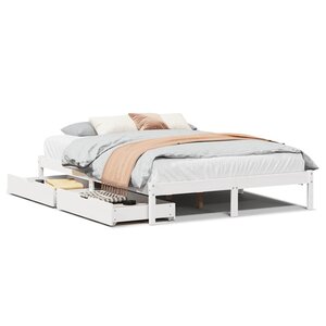 vidaXL Cadre de lit sans matelas blanc 150x200 cm bois de pin massif