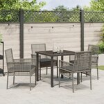 vidaXL Set de jardin 5 pièces avec coussins gris Poly Rattan