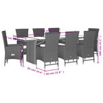 vidaXL Ensemble à manger de jardin et coussins 9 Pièces beige Poly rotin