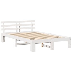vidaXL Cadre de lit en bois de pin blanc Blanc Bois de pin massif
