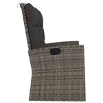 vidaXL Banc de jardin inclinable et coussins gris 118cm résine tressée