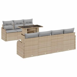 vidaXL Ensemble de canapé de jardin 8 Pièces Beige Poly rotin