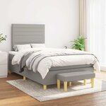 vidaXL Sommier à lattes de lit et matelas gris clair 120x190 cm tissu