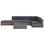 vidaXL Salon de jardin 6 Pièces avec coussins résine tressée gris