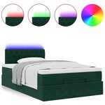 vidaXL Lit ottoman avec matelas et LED vert foncé 90x200cm velours
