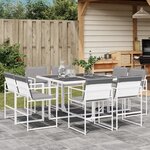 vidaXL Ensemble à manger de jardin avec coussins 9 Pièces blanc textilène