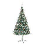 vidaXL Arbre de Noël artificiel pré-éclairé/boules pommes de pin 210cm