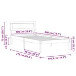 vidaXL Lit avec tête de lit et LED - Blanc 100x200 cm  Bois de Pin Massif