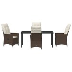 vidaXL Ensemble de salle à manger de jardin de 5 pièces avec coussins marron en poly rattan