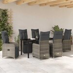 vidaXL Ensemble de salle à manger de jardin 7 pièces avec coussins en poly rotin gris