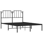 vidaXL Cadre de lit métal sans matelas avec tête de lit noir 140x190cm