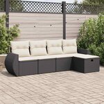 vidaXL Salon de jardin 5 Pièces avec coussins noir résine tressée