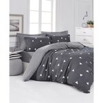 Parure de lit - housse de couette 220 x 240 + 2 taies d'oreiller 60 x 60  65  coton- Gris