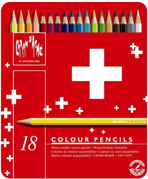 Etui métal de 18 Crayons de couleur Swisscolor CARAN D'ACHE