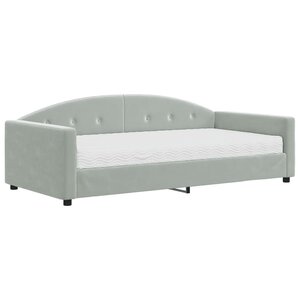 vidaXL Lit de jour avec matelas gris clair 100x200 cm velours
