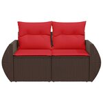 vidaXL Canapé de jardin avec coussins 2 places en résine tressée marron