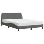 vidaXL Lit avec matelas Dover gris foncé 140x200 cm tissu