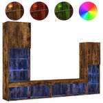 vidaXL Unités murales TV avec LED 4 Pièces chêne fumé bois d'ingénierie