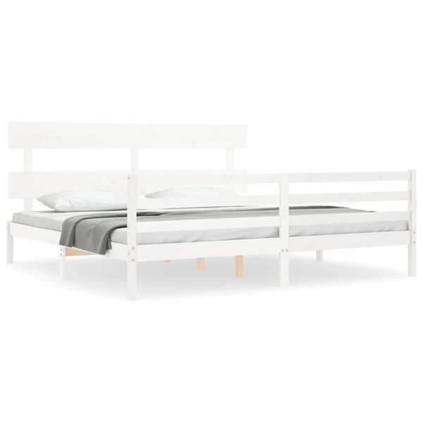 vidaXL Cadre de lit sans matelas blanc 200x200 cm bois massif