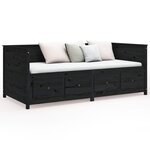 vidaXL Lit de jour Noir 75x190 cm Bois de pin massif