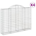 vidaXL Paniers à gabions arqués 4 Pièces 200x30x140/160 cm Fer galvanisé