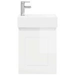 vidaXL Meuble de salle de bain avec robinet Blanc brillant