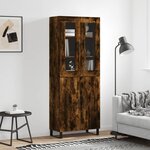 vidaXL Buffet haut Chêne fumé 69 5x34x180 cm Bois d'ingénierie