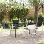 vidaXL Ensemble de salle à manger de jardin 5 pièces avec coussins Textilène blanc et acier