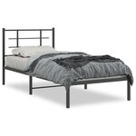vidaXL Cadre de lit métal sans matelas avec tête de lit noir 90x200 cm