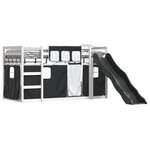 vidaXL Lit superposé sans matelas avec toboggan blanc noir 80x200 cm